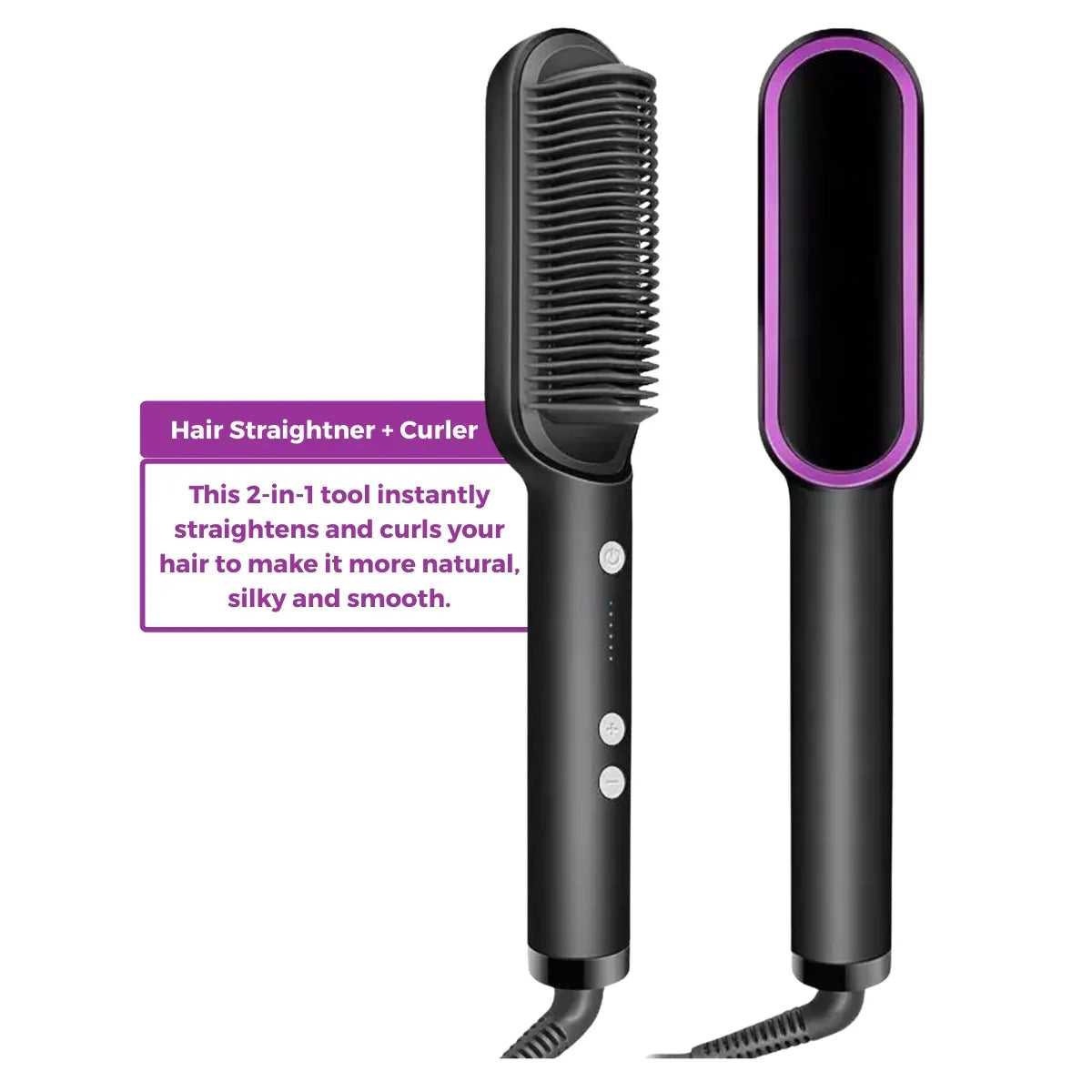 Hair Straightener Brush & Curling Comb (2 in 1)